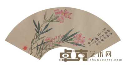 容祖椿 花卉扇面 镜心 18.5×54cm